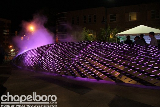 The new Exhale sculpture combines a mister and a light show