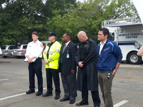 Local officials gather to detail flood recovery efforts.