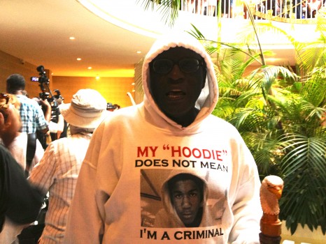 Protester recognizing Trayvon Martin