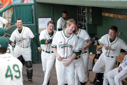 Colin Moran after home run (Courtesy of The Times News)