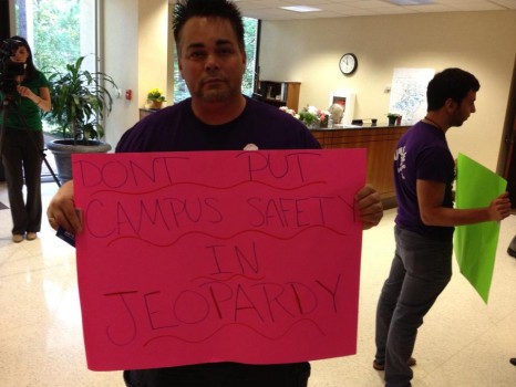 Pictured: Pro-gender neutral housing protester; Photo by Rachel Nash