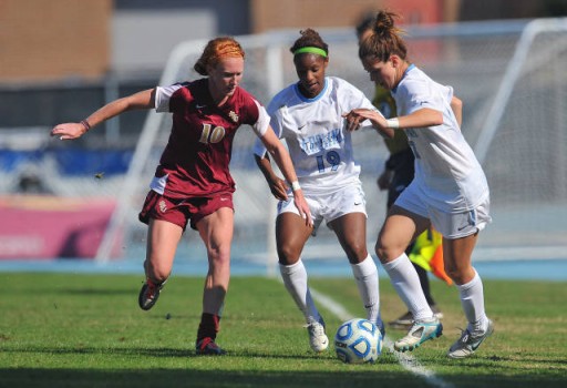 Crystal Dunn (center) and Kealia Ohai (right) - Photo courtesy of GoHeels.com