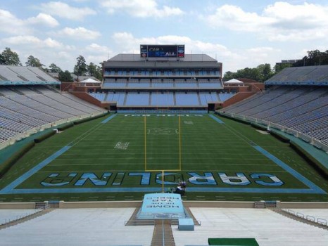 UNC Football field with argyle end zones