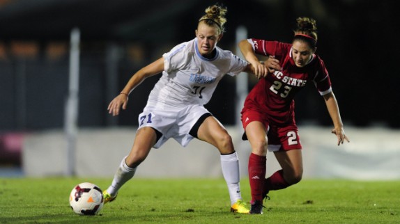UNC women's soccer-ncsu action