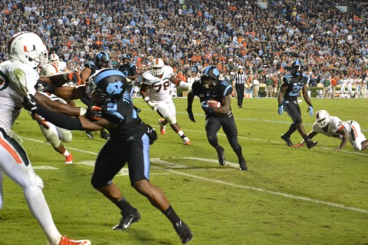 TJ Logan looks for room in the second half.